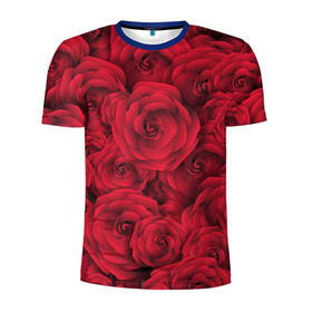 Мужская футболка 3D спортивная с принтом Красные розы в Белгороде, 100% полиэстер с улучшенными характеристиками | приталенный силуэт, круглая горловина, широкие плечи, сужается к линии бедра | любовь | мозаика | розы | сердце | узор