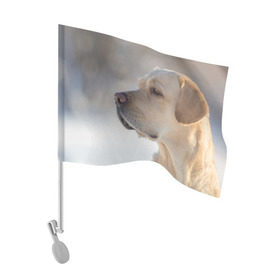 Флаг для автомобиля с принтом Лабрадор в Белгороде, 100% полиэстер | Размер: 30*21 см | далматин | далматинец | дворняга | лабрадор | любимец | овчарка | пес | питомец | самоед | собака | собачка | щенок