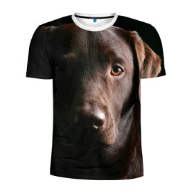 Мужская футболка 3D спортивная с принтом Лабрадор в Белгороде, 100% полиэстер с улучшенными характеристиками | приталенный силуэт, круглая горловина, широкие плечи, сужается к линии бедра | далматин | далматинец | дворняга | лабрадор | любимец | овчарка | пес | питомец | самоед | собака | собачка | щенок