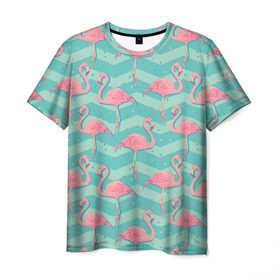 Мужская футболка 3D с принтом flamingo в Белгороде, 100% полиэфир | прямой крой, круглый вырез горловины, длина до линии бедер | flamingo | абстракция | фламинго