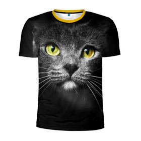 Мужская футболка 3D спортивная с принтом Кошачий взгляд в Белгороде, 100% полиэстер с улучшенными характеристиками | приталенный силуэт, круглая горловина, широкие плечи, сужается к линии бедра | взгляд | взор | глаза | киска | кот | котёнок | кошка | усы