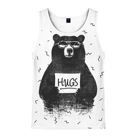 Мужская майка 3D с принтом Bear Hugs в Белгороде, 100% полиэстер | круглая горловина, приталенный силуэт, длина до линии бедра. Пройма и горловина окантованы тонкой бейкой | animal | bear | beast | fashion | funny | hipster | hugs | nature | style | животное | зверь | медведь | мода | объятья | прикол | природа | стиль | хипстер
