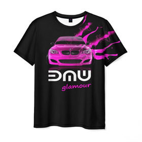 Мужская футболка 3D с принтом BMW glamour в Белгороде, 100% полиэфир | прямой крой, круглый вырез горловины, длина до линии бедер | Тематика изображения на принте: bmw | m5 | pink | авто | автомобиль | бмв | гламур | машина | розовый | стиль | тачка | элита
