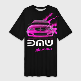 Платье-футболка 3D с принтом BMW glamour в Белгороде,  |  | Тематика изображения на принте: bmw | m5 | pink | авто | автомобиль | бмв | гламур | машина | розовый | стиль | тачка | элита
