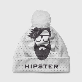 Шапка 3D c помпоном с принтом Hipster в Белгороде, 100% полиэстер | универсальный размер, печать по всей поверхности изделия | Тематика изображения на принте: hair | hipster | man | волосы | мужчина | парень | прическа | хипстер