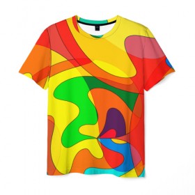 Мужская футболка 3D с принтом Прикольная радуга в Белгороде, 100% полиэфир | прямой крой, круглый вырез горловины, длина до линии бедер | разноцветный | яркий