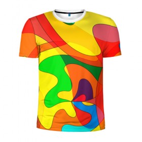 Мужская футболка 3D спортивная с принтом Прикольная радуга в Белгороде, 100% полиэстер с улучшенными характеристиками | приталенный силуэт, круглая горловина, широкие плечи, сужается к линии бедра | разноцветный | яркий