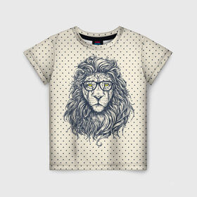 Детская футболка 3D с принтом SWAG Lion в Белгороде, 100% гипоаллергенный полиэфир | прямой крой, круглый вырез горловины, длина до линии бедер, чуть спущенное плечо, ткань немного тянется | animal | cat | hipster | king | lion | животное | зверь | король | лев | очки | хипстер