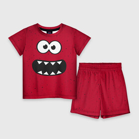 Детский костюм с шортами 3D с принтом Веселый монстрик в Белгороде,  |  | eye | funny | hell | monster | smile | глаз | домовой | зубастик | монстр | прикол | смайл | улыбка | черт