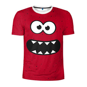 Мужская футболка 3D спортивная с принтом Веселый монстрик в Белгороде, 100% полиэстер с улучшенными характеристиками | приталенный силуэт, круглая горловина, широкие плечи, сужается к линии бедра | eye | funny | hell | monster | smile | глаз | домовой | зубастик | монстр | прикол | смайл | улыбка | черт