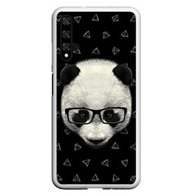 Чехол для Honor 20 с принтом Умная панда в Белгороде, Силикон | Область печати: задняя сторона чехла, без боковых панелей | Тематика изображения на принте: animal | bear | beast | hipster | panda | smart | животное | зверь | медведь | очки | панда | свэг | умный | хипстер