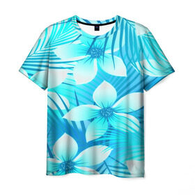 Мужская футболка 3D с принтом Tropical Flower в Белгороде, 100% полиэфир | прямой крой, круглый вырез горловины, длина до линии бедер | flower | паттерн | цветы | яркий