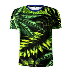 Мужская футболка 3D спортивная с принтом Листья в Белгороде, 100% полиэстер с улучшенными характеристиками | приталенный силуэт, круглая горловина, широкие плечи, сужается к линии бедра | зеленый | листва | паттерн