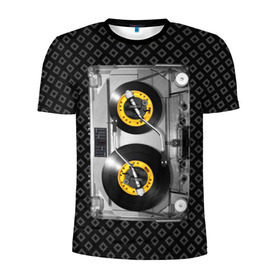 Мужская футболка 3D спортивная с принтом DJ Tape в Белгороде, 100% полиэстер с улучшенными характеристиками | приталенный силуэт, круглая горловина, широкие плечи, сужается к линии бедра | dj | equalizer | music | retro | sound | tape | диджей | кассета | меломан | музыка | пленка | ретро | эквалайзер