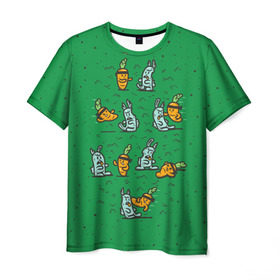 Мужская футболка 3D с принтом Боевая морковь в Белгороде, 100% полиэфир | прямой крой, круглый вырез горловины, длина до линии бедер | Тематика изображения на принте: animal | beast | karate | nature | rabbit | vegan | битва | бой | веган | вегетарианец | животное | зайка | зайчик | заяц | зверь | карате | кролик | морковь | овощ | природа