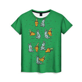 Женская футболка 3D с принтом Боевая морковь в Белгороде, 100% полиэфир ( синтетическое хлопкоподобное полотно) | прямой крой, круглый вырез горловины, длина до линии бедер | animal | beast | karate | nature | rabbit | vegan | битва | бой | веган | вегетарианец | животное | зайка | зайчик | заяц | зверь | карате | кролик | морковь | овощ | природа