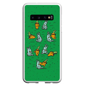 Чехол для Samsung Galaxy S10 с принтом Боевая морковь в Белгороде, Силикон | Область печати: задняя сторона чехла, без боковых панелей | Тематика изображения на принте: animal | beast | karate | nature | rabbit | vegan | битва | бой | веган | вегетарианец | животное | зайка | зайчик | заяц | зверь | карате | кролик | морковь | овощ | природа