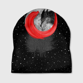 Шапка 3D с принтом Красная шапочка в Белгороде, 100% полиэстер | универсальный размер, печать по всей поверхности изделия | animal | beast | girl | moon | rage | roar | space | star | wolf | волк | девушка | животное | зверь | космос | красная | луна | рык | сказка | шапочка | ярость