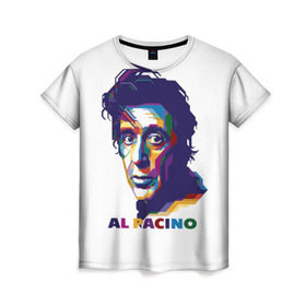 Женская футболка 3D с принтом Al Pacino в Белгороде, 100% полиэфир ( синтетическое хлопкоподобное полотно) | прямой крой, круглый вырез горловины, длина до линии бедер | актёр | аль пачино | артист | звезда | кино | киноактёр | кинозвезда | кинофильм | роль