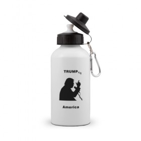 Бутылка спортивная с принтом Дональд Трамп в Белгороде, металл | емкость — 500 мл, в комплекте две пластиковые крышки и карабин для крепления | Тематика изображения на принте: 