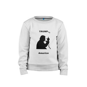 Детский свитшот хлопок с принтом Дональд Трамп в Белгороде, 100% хлопок | круглый вырез горловины, эластичные манжеты, пояс и воротник | Тематика изображения на принте: 