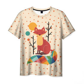 Мужская футболка 3D с принтом Осенняя лисичка в Белгороде, 100% полиэфир | прямой крой, круглый вырез горловины, длина до линии бедер | animal | beast | cat | fox | kitty | nature | orange | животное | зверь | кот | котик | кошка | лиса | лисичка | оранжевая | осень | природа