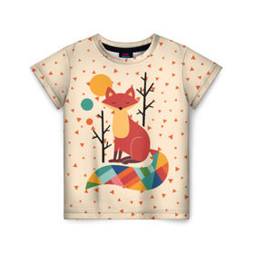 Детская футболка 3D с принтом Осенняя лисичка в Белгороде, 100% гипоаллергенный полиэфир | прямой крой, круглый вырез горловины, длина до линии бедер, чуть спущенное плечо, ткань немного тянется | animal | beast | cat | fox | kitty | nature | orange | животное | зверь | кот | котик | кошка | лиса | лисичка | оранжевая | осень | природа