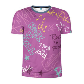 Мужская футболка 3D спортивная с принтом Rock`n`Roll в Белгороде, 100% полиэстер с улучшенными характеристиками | приталенный силуэт, круглая горловина, широкие плечи, сужается к линии бедра | веселые | новинки | подарок | популярные | прикольные | яркие