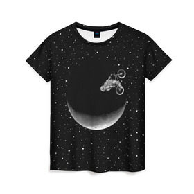 Женская футболка 3D с принтом Астронавт байкер в Белгороде, 100% полиэфир ( синтетическое хлопкоподобное полотно) | прямой крой, круглый вырез горловины, длина до линии бедер | astronaut | cosmonaut | cosmos | galaxy | moto | planet | space | star | universe | астронавт | байкер | вселенная | галактика | звезды | космонавт | космос | луна | мотоцикл | планета