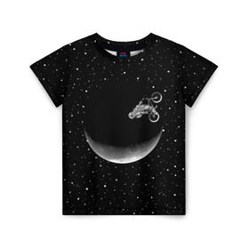 Детская футболка 3D с принтом Астронавт байкер в Белгороде, 100% гипоаллергенный полиэфир | прямой крой, круглый вырез горловины, длина до линии бедер, чуть спущенное плечо, ткань немного тянется | Тематика изображения на принте: astronaut | cosmonaut | cosmos | galaxy | moto | planet | space | star | universe | астронавт | байкер | вселенная | галактика | звезды | космонавт | космос | луна | мотоцикл | планета