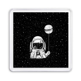 Магнит 55*55 с принтом Астронавт с шариком в Белгороде, Пластик | Размер: 65*65 мм; Размер печати: 55*55 мм | astronaut | cosmonaut | cosmos | dead | galaxy | moon | planet | space | star | universe | астронавт | вселенная | галактика | звезды | космонавт | космос | луна | планета | шарик