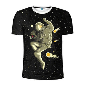 Мужская футболка 3D спортивная с принтом Атака метеоров в Белгороде, 100% полиэстер с улучшенными характеристиками | приталенный силуэт, круглая горловина, широкие плечи, сужается к линии бедра | astronaut | cosmonaut | cosmos | galaxy | meteor | planet | space | star | universe | астронавт | вселенная | галактика | гравитация | звезды | космонавт | космос | метеор | планета