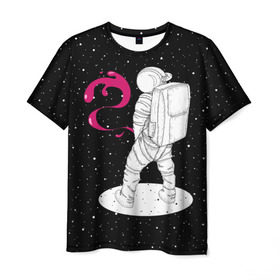 Мужская футболка 3D с принтом Космическая струя в Белгороде, 100% полиэфир | прямой крой, круглый вырез горловины, длина до линии бедер | Тематика изображения на принте: astronaut | cosmonaut | cosmos | galaxy | planet | space | star | universe | астронавт | вселенная | галактика | гравитация | звезды | космонавт | космос | планета | прикол