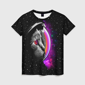 Женская футболка 3D с принтом Космический кот в Белгороде, 100% полиэфир ( синтетическое хлопкоподобное полотно) | прямой крой, круглый вырез горловины, длина до линии бедер | astronaut | cat | cosmonaut | cosmos | galaxy | kitty | space | universe | астронавт | вселенная | галактика | звезды | космонавт | космос | кот | котик | кошка