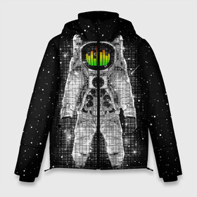 Мужская зимняя куртка 3D с принтом Музыкальный космонавт в Белгороде, верх — 100% полиэстер; подкладка — 100% полиэстер; утеплитель — 100% полиэстер | длина ниже бедра, свободный силуэт Оверсайз. Есть воротник-стойка, отстегивающийся капюшон и ветрозащитная планка. 

Боковые карманы с листочкой на кнопках и внутренний карман на молнии. | Тематика изображения на принте: astronaut | cosmonaut | dj | eqializer | galaxy | moon | music | planet | space | star | universe | астронавт | вселенная | галактика | диджей | космонавт | космос | музыка | эквалайзер