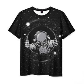 Мужская футболка 3D с принтом Черная дыра в Белгороде, 100% полиэфир | прямой крой, круглый вырез горловины, длина до линии бедер | astronaut | cosmonaut | cosmos | galaxy | meteor | moon | planet | space | star | universe | астронавт | бесконечность | вселенная | галактика | космонавт | космос | черная дыра