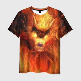 Мужская футболка 3D с принтом Fire Wolf в Белгороде, 100% полиэфир | прямой крой, круглый вырез горловины, длина до линии бедер | league of legends | lol | warwick | wolf | варвик | волк | лига легенд | лол