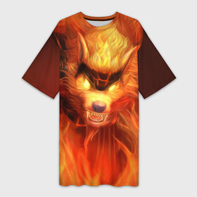 Платье-футболка 3D с принтом Fire Wolf в Белгороде,  |  | Тематика изображения на принте: league of legends | lol | warwick | wolf | варвик | волк | лига легенд | лол