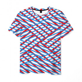 Мужская футболка 3D с принтом Blue&Red в Белгороде, 100% полиэфир | прямой крой, круглый вырез горловины, длина до линии бедер | 