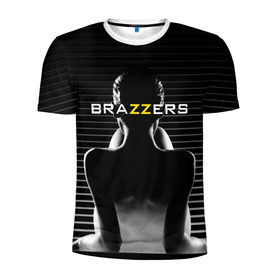 Мужская футболка 3D спортивная с принтом Brazzers в Белгороде, 100% полиэстер с улучшенными характеристиками | приталенный силуэт, круглая горловина, широкие плечи, сужается к линии бедра | brazzers