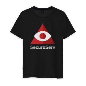 Мужская футболка хлопок с принтом SecuroServ в Белгороде, 100% хлопок | прямой крой, круглый вырез горловины, длина до линии бедер, слегка спущенное плечо. | Тематика изображения на принте: auto | grand | gta | theft | гта