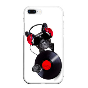 Чехол для iPhone 7Plus/8 Plus матовый с принтом DJ бульдог в Белгороде, Силикон | Область печати: задняя сторона чехла, без боковых панелей | бульдог | винил | диджей | музыка | наушники | очки | пёс | пластинка | собака | юмор