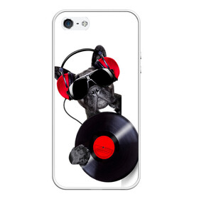 Чехол для iPhone 5/5S матовый с принтом DJ бульдог в Белгороде, Силикон | Область печати: задняя сторона чехла, без боковых панелей | бульдог | винил | диджей | музыка | наушники | очки | пёс | пластинка | собака | юмор