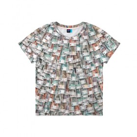 Детская футболка 3D с принтом Российские деньги в Белгороде, 100% гипоаллергенный полиэфир | прямой крой, круглый вырез горловины, длина до линии бедер, чуть спущенное плечо, ткань немного тянется | бабки | бабло | банк | банкнота | богатство | бумажный | купюры | куча | рубль