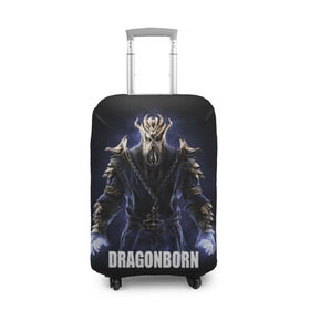 Чехол для чемодана 3D с принтом Dragonborn в Белгороде, 86% полиэфир, 14% спандекс | двустороннее нанесение принта, прорези для ручек и колес | game | the elder scrolls v: skyrim | драконорожденный | игра | игрок