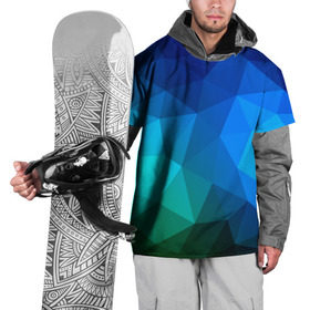 Накидка на куртку 3D с принтом Fight Polygon в Белгороде, 100% полиэстер |  | зеленый | полигон | синий | треугольники
