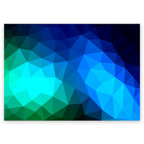 Поздравительная открытка с принтом Fight Polygon в Белгороде, 100% бумага | плотность бумаги 280 г/м2, матовая, на обратной стороне линовка и место для марки
 | зеленый | полигон | синий | треугольники