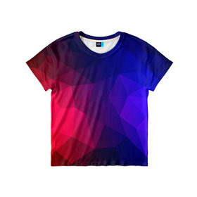 Детская футболка 3D с принтом Red&Blue в Белгороде, 100% гипоаллергенный полиэфир | прямой крой, круглый вырез горловины, длина до линии бедер, чуть спущенное плечо, ткань немного тянется | красный | полигон | треугольники | яркий