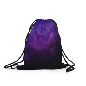 Рюкзак-мешок 3D с принтом PolyViolet в Белгороде, 100% полиэстер | плотность ткани — 200 г/м2, размер — 35 х 45 см; лямки — толстые шнурки, застежка на шнуровке, без карманов и подкладки | полигон | тёмный | треугольники | фиолетовый