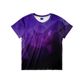 Детская футболка 3D с принтом PolyViolet в Белгороде, 100% гипоаллергенный полиэфир | прямой крой, круглый вырез горловины, длина до линии бедер, чуть спущенное плечо, ткань немного тянется | полигон | тёмный | треугольники | фиолетовый